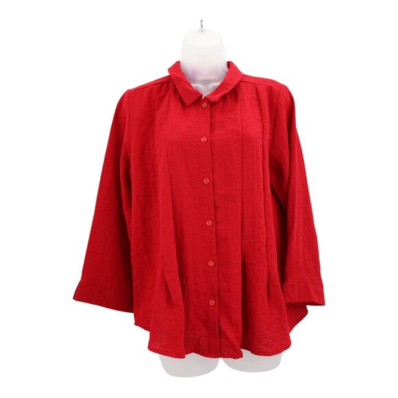 Habitat Clothes to Live In Size Small Red Boxy Top Button Down Shirt Flowy - Picture 2 of 8